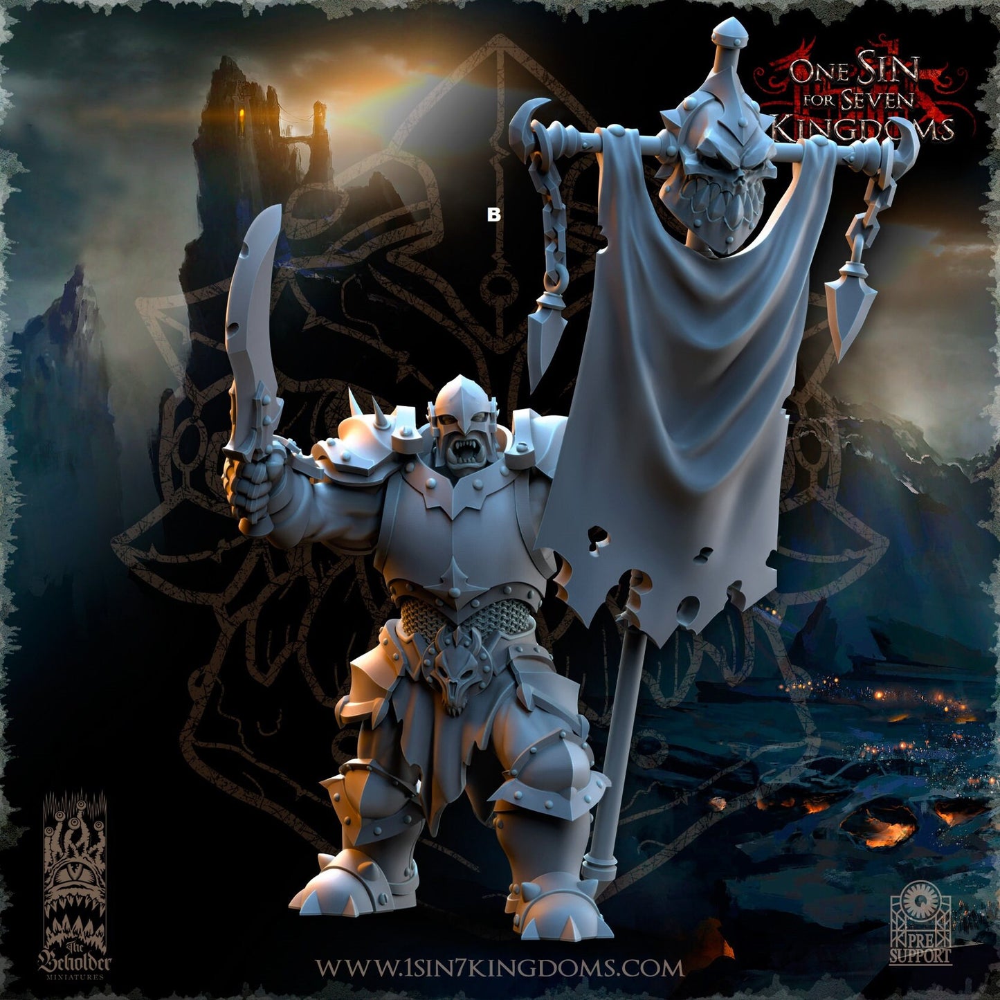 Black Orc Warrior Command | The Beholder Miniatures | Compatible with D&D/AoS | Fantasy | Tabletop RPG