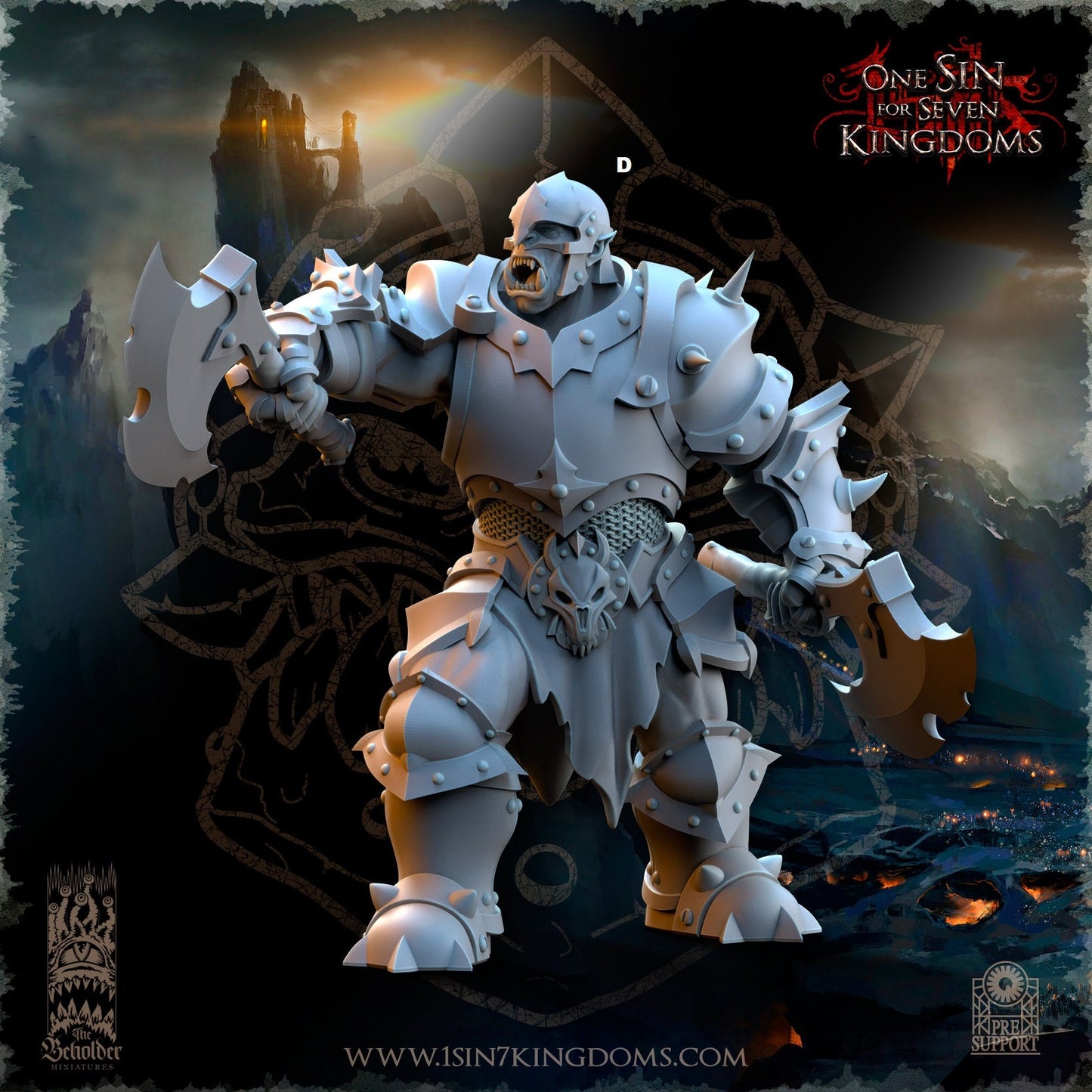 Black Orc Warrior Dual Melee | The Beholder Miniatures | Compatible with D&D/AoS | Fantasy | Tabletop RPG