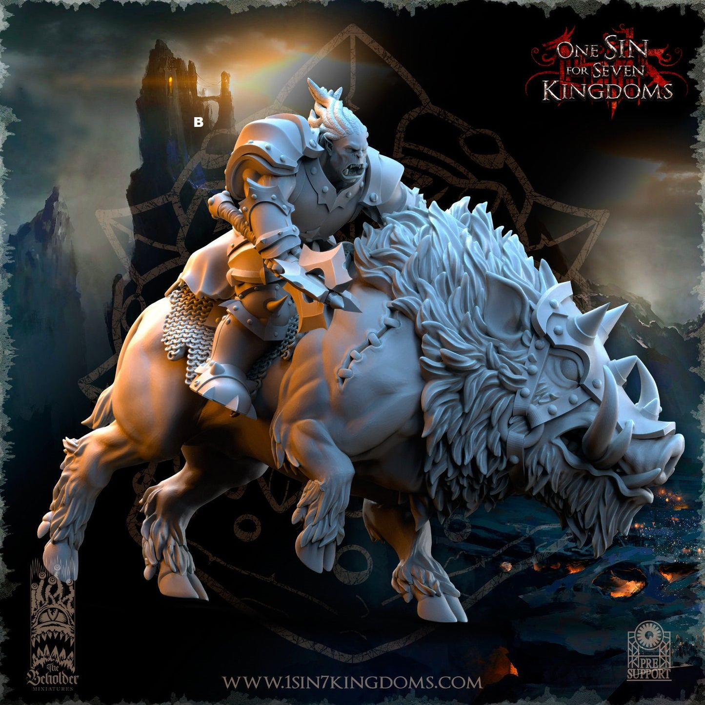Black Orc Mounted Maces | The Beholder Miniatures | Compatible with D&D/AoS | Fantasy | Tabletop RPG