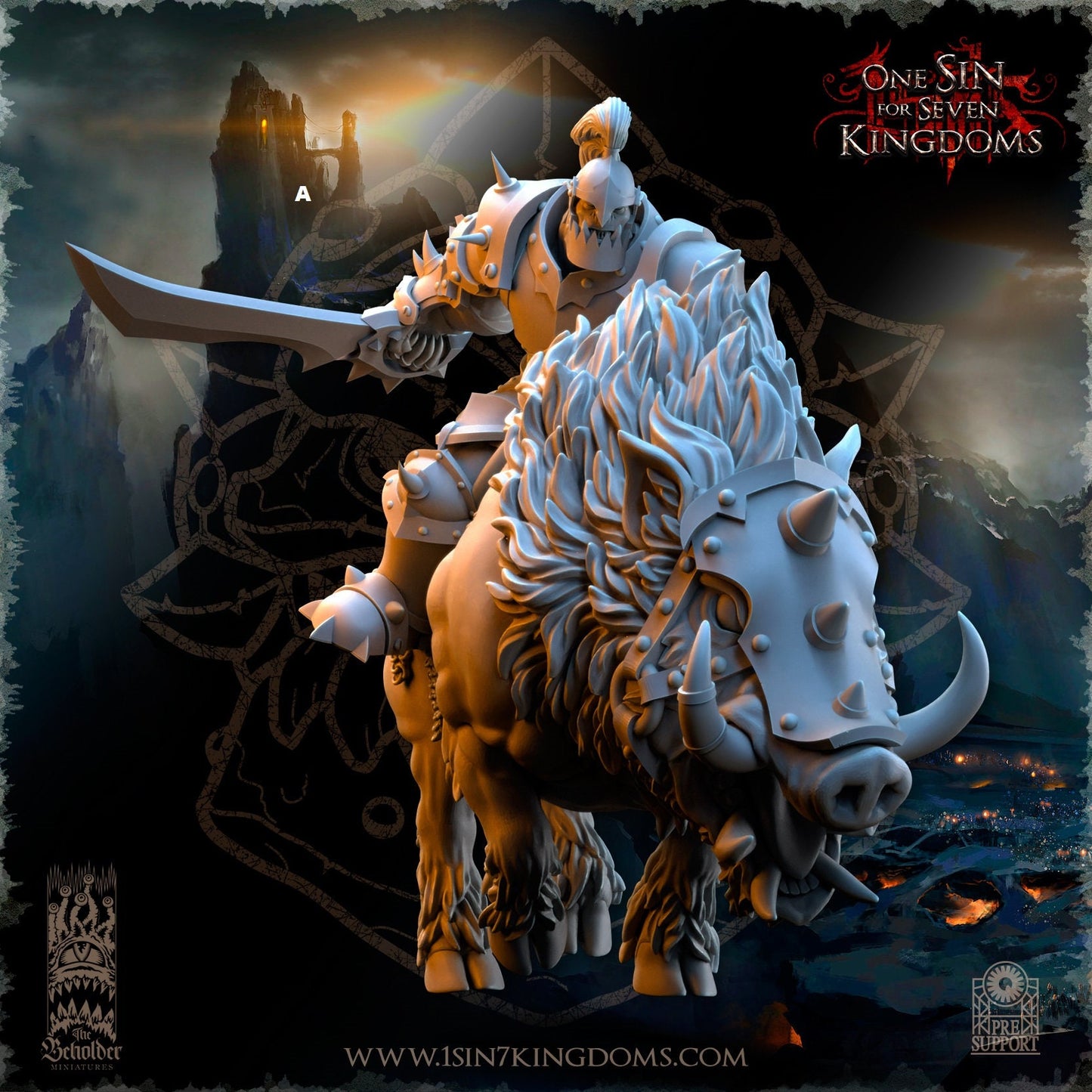 Black Orc Mounted Swords | The Beholder Miniatures | Compatible with D&D/AoS | Fantasy | Tabletop RPG