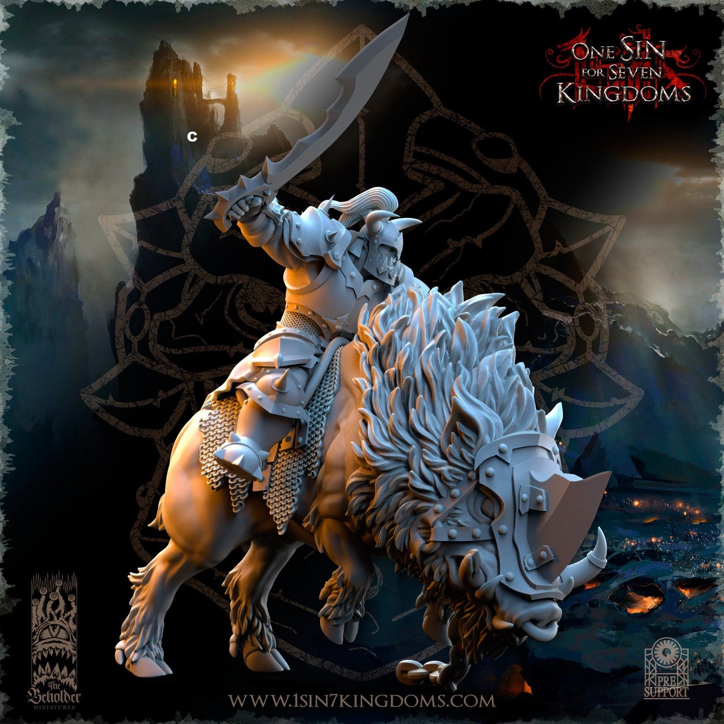 Black Orc Mounted Swords | The Beholder Miniatures | Compatible with D&D/AoS | Fantasy | Tabletop RPG