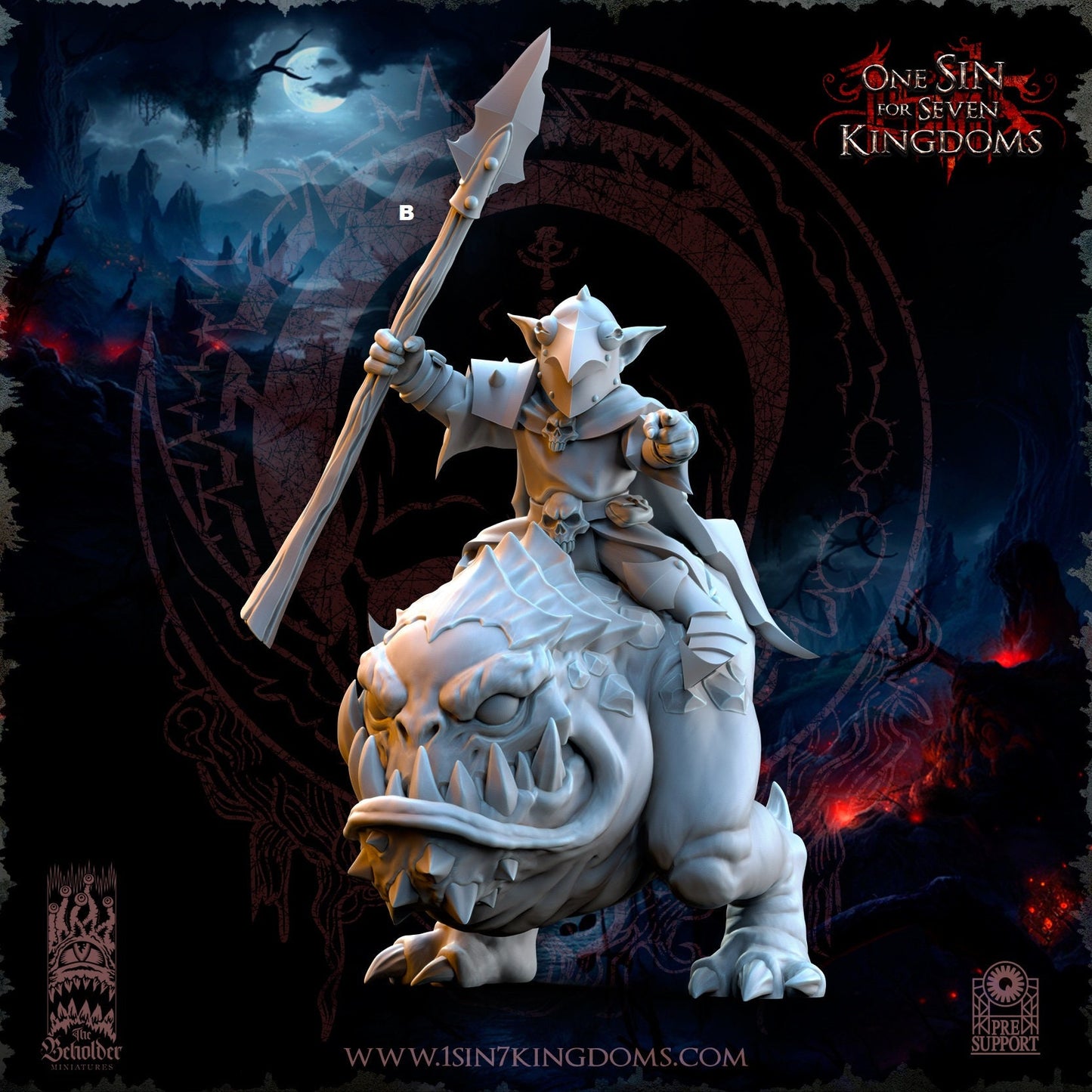 Black Horde Goblin Armoured on Cave Horror | The Beholder Miniatures | Compatible with D&D/AoS | Fantasy | Tabletop RPG