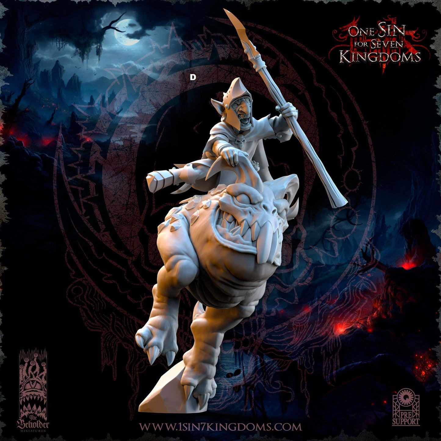 Black Horde Goblin Armoured on Cave Horror | The Beholder Miniatures | Compatible with D&D/AoS | Fantasy | Tabletop RPG