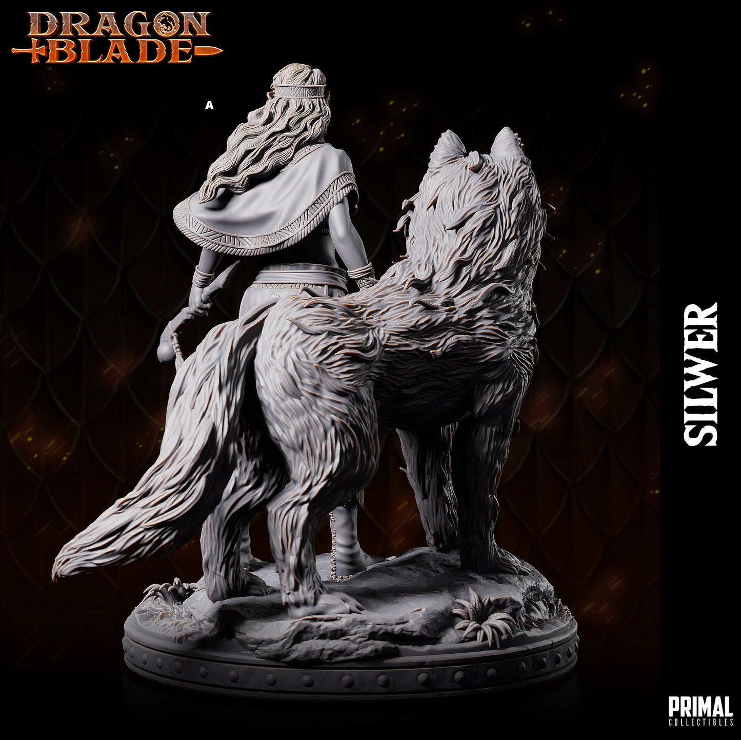 Female Elf Silwer with Wolf | Primal Collectibles | Compatible with D&D/AoS | Fantasy
