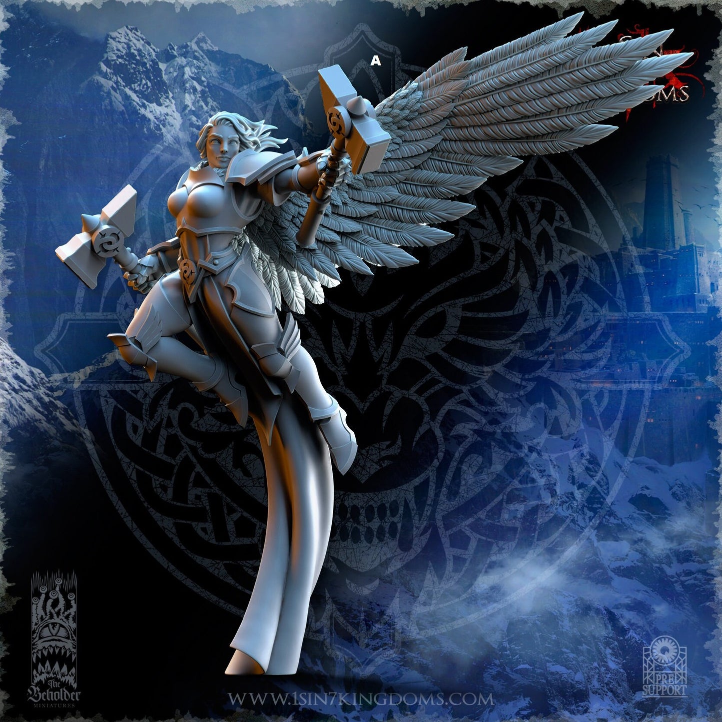 Storm Wolves Valkyrie Dual Hammers | The Beholder Miniatures | Compatible with D&D/AoS | Fantasy | Tabletop RPG