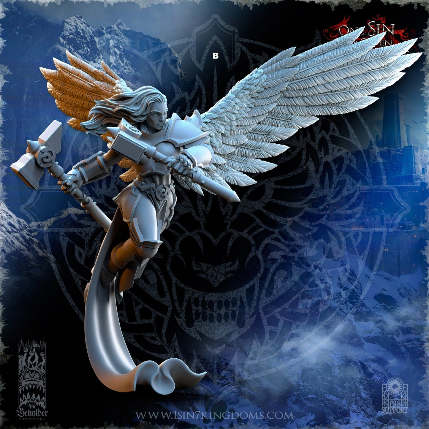 Storm Wolves Valkyrie Dual Hammers | The Beholder Miniatures | Compatible with D&D/AoS | Fantasy | Tabletop RPG