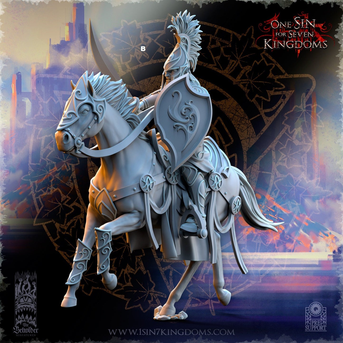 SilverMoor Elf Cavalry Sword and Shield | The Beholder Miniatures | Compatible with D&D/AoS | Fantasy | Tabletop RPG