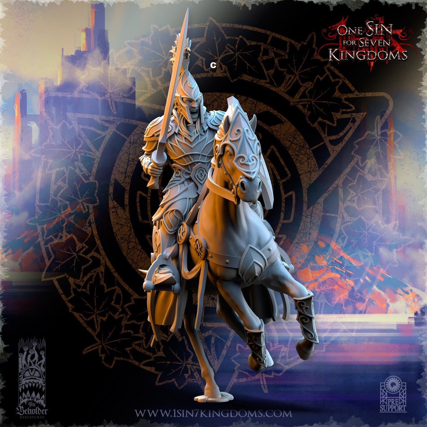 SilverMoor Elf Cavalry Sword and Shield | The Beholder Miniatures | Compatible with D&D/AoS | Fantasy | Tabletop RPG