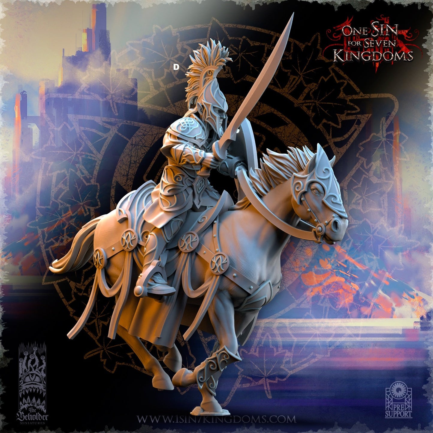 SilverMoor Elf Cavalry Sword and Shield | The Beholder Miniatures | Compatible with D&D/AoS | Fantasy | Tabletop RPG