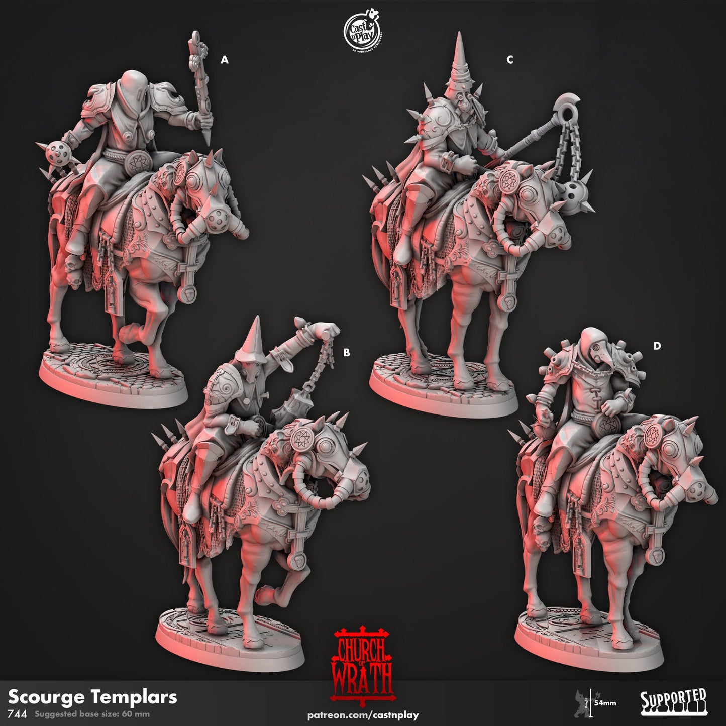 Scourge Templar Demon | CastnPlay | Compatible with D&D/AoS | Fantasy | Tabletop RPG