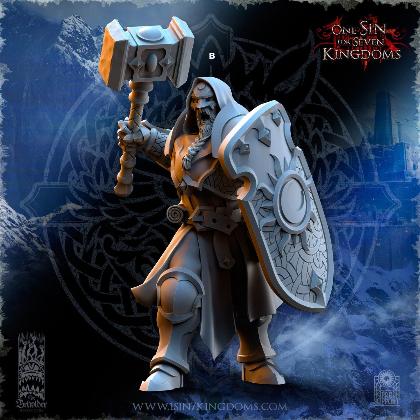 StormWolves Howlers Hammer and Shield | The Beholder Miniatures | Compatible with D&D/AoS | Fantasy | Tabletop RPG