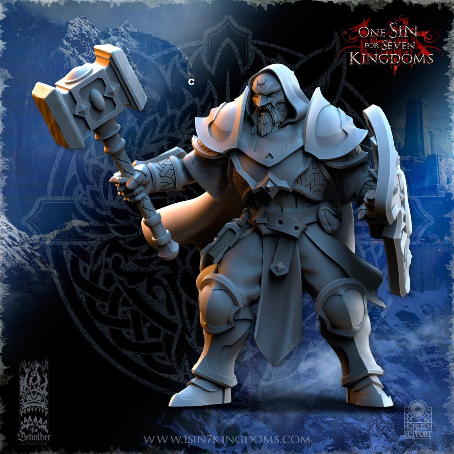 StormWolves Howlers Hammer and Shield | The Beholder Miniatures | Compatible with D&D/AoS | Fantasy | Tabletop RPG