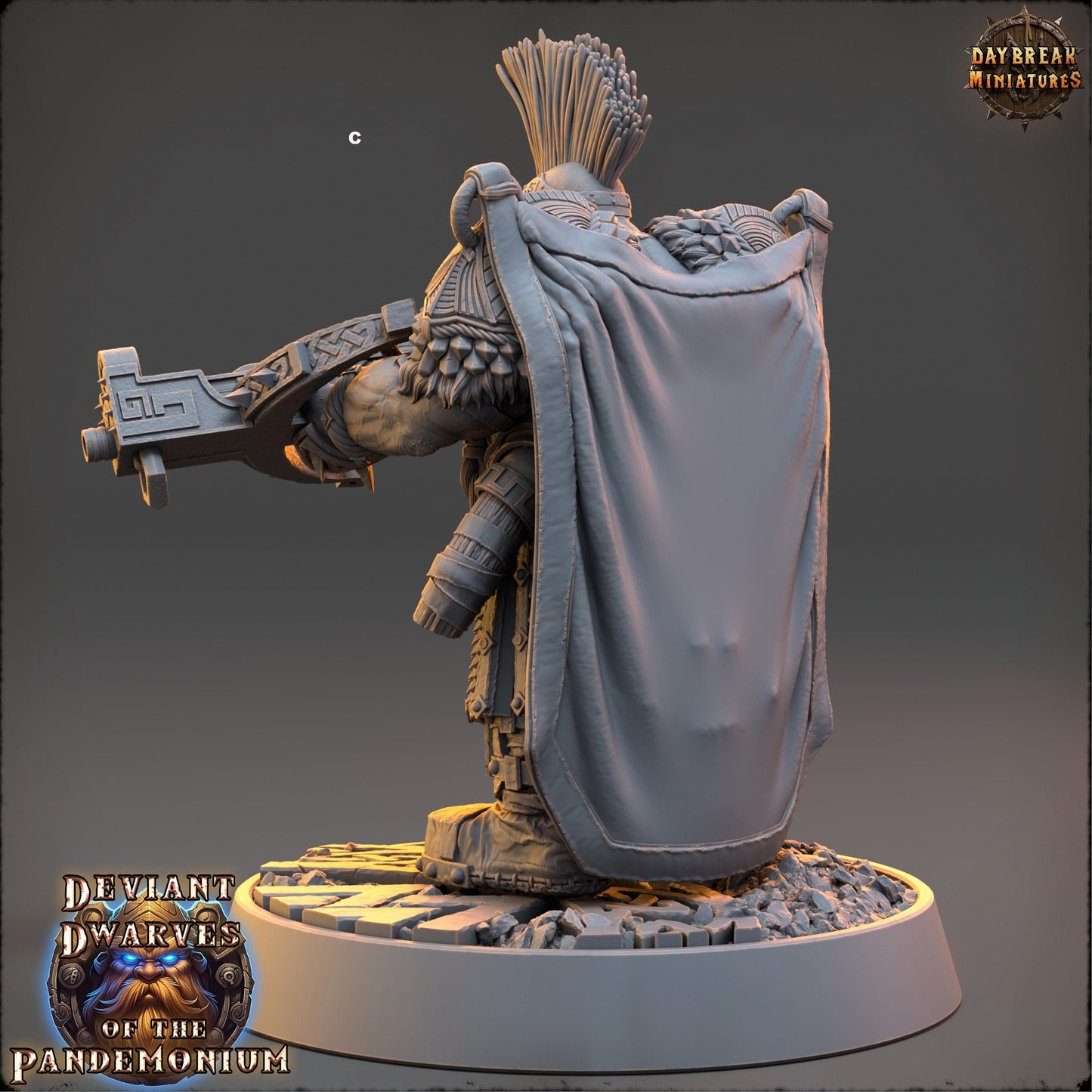 Deviant Dwarf Warrior | DayBreak Miniatures | Compatible with D&D/AOS | Fantasy | Tabletop