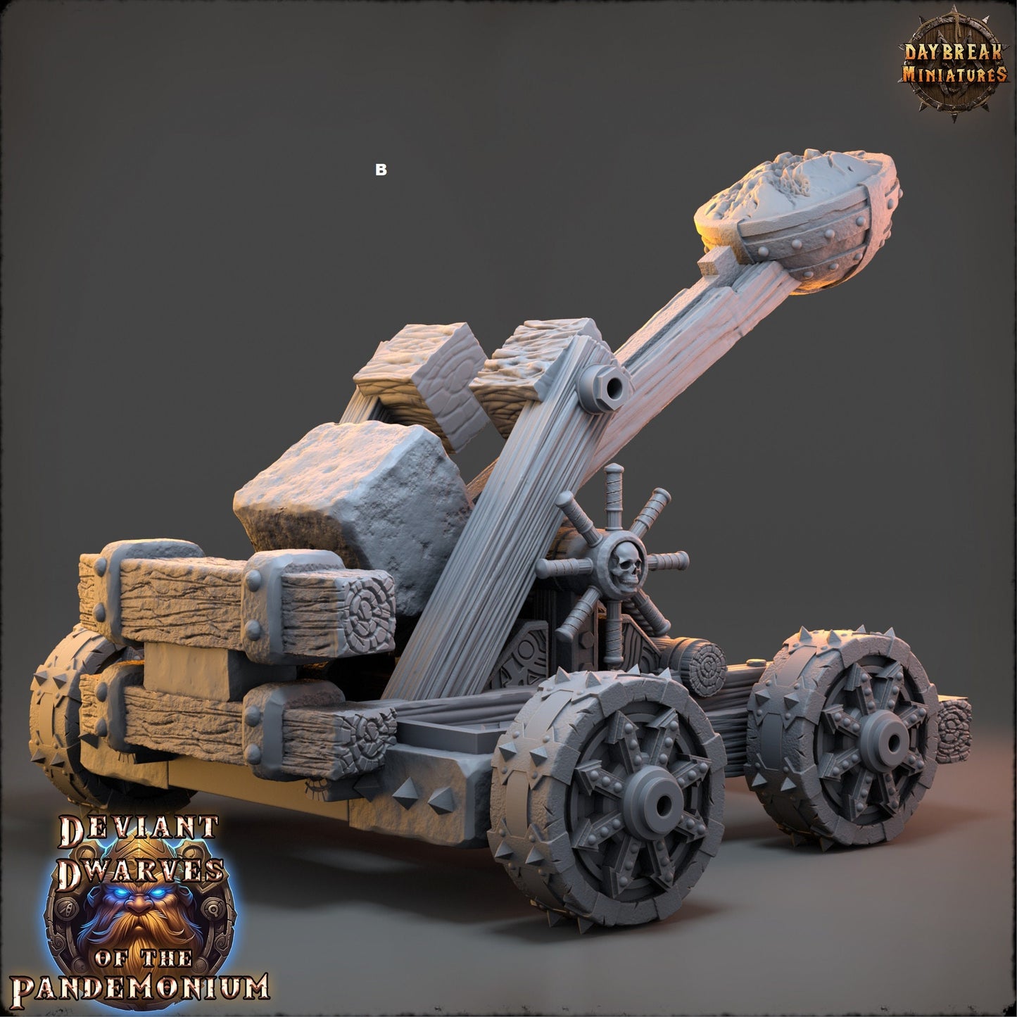 Deviant Dwarf Catapult | DayBreak Miniatures | Compatible with D&D/AOS | Fantasy | Tabletop