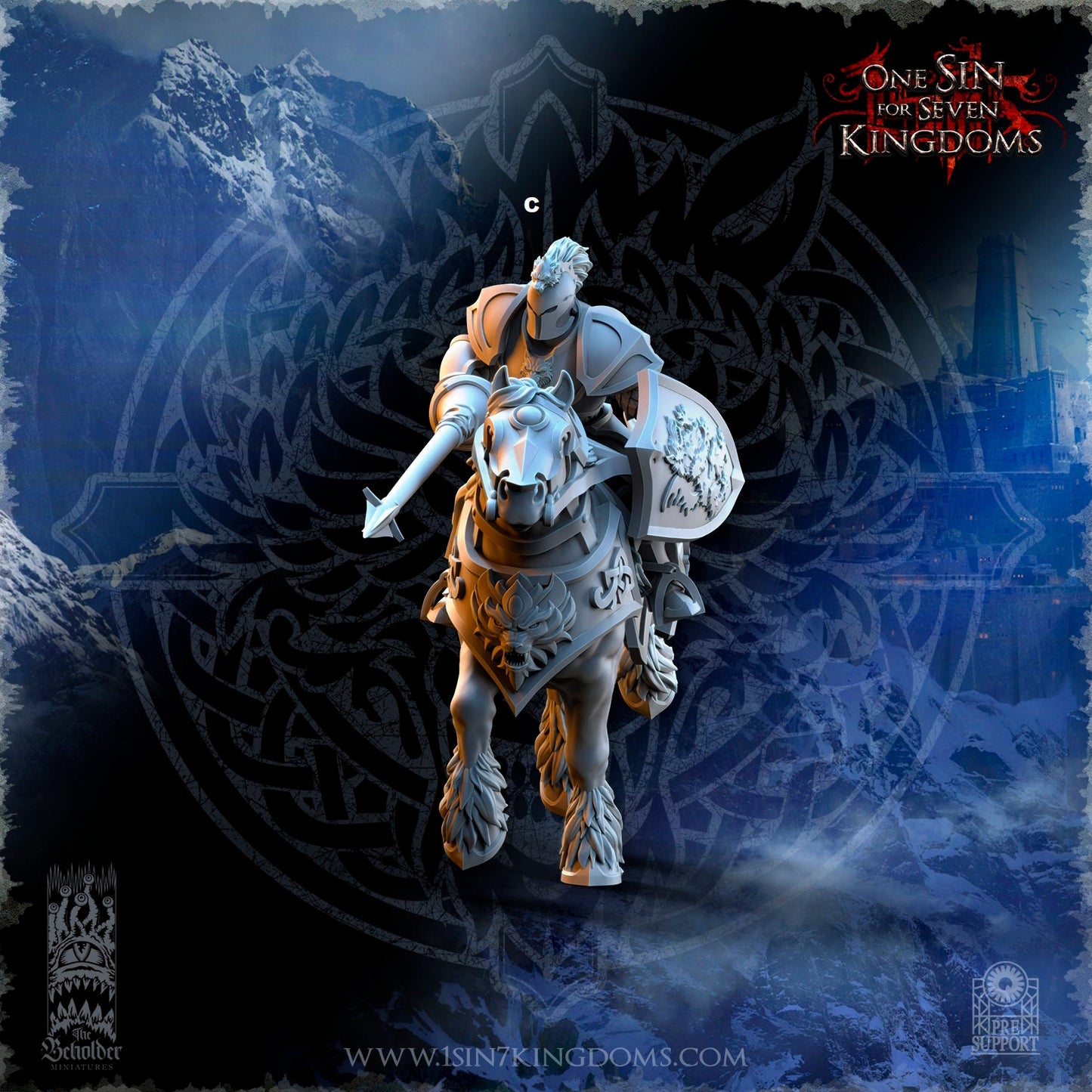 StormWolves Knight Lance and Shield | The Beholder Miniatures | Compatible with D&D/AoS | Fantasy | Tabletop RPG