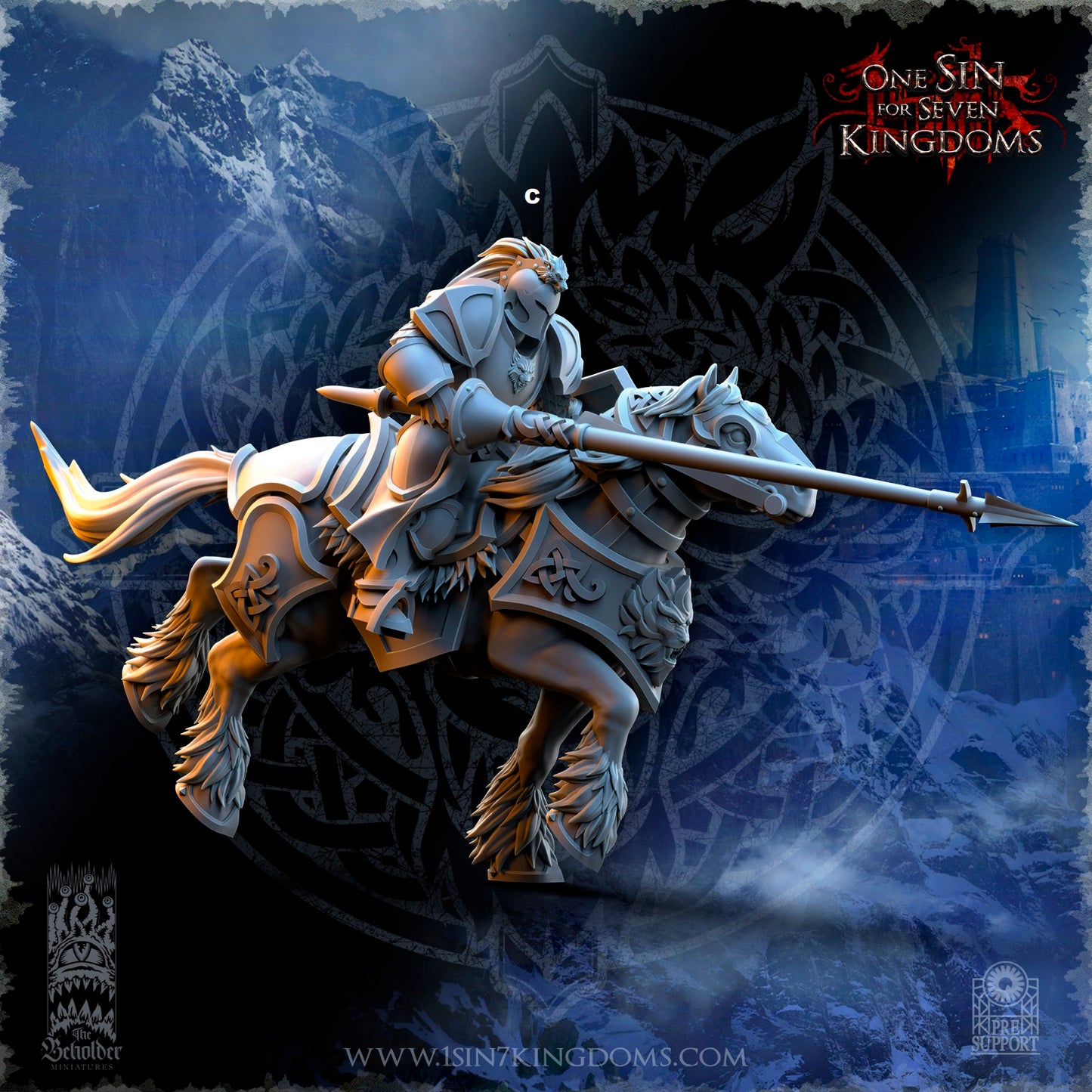 StormWolves Knight Lance and Shield | The Beholder Miniatures | Compatible with D&D/AoS | Fantasy | Tabletop RPG