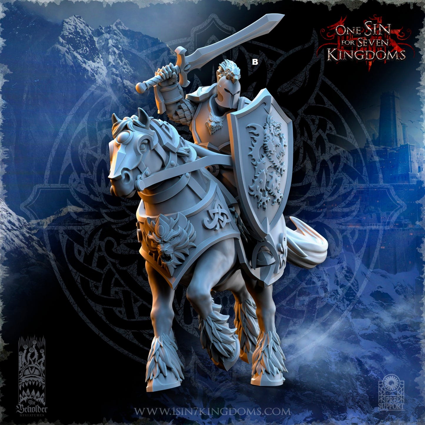 StormWolves Knight Sword and Shield | The Beholder Miniatures | Compatible with D&D/AoS | Fantasy | Tabletop RPG