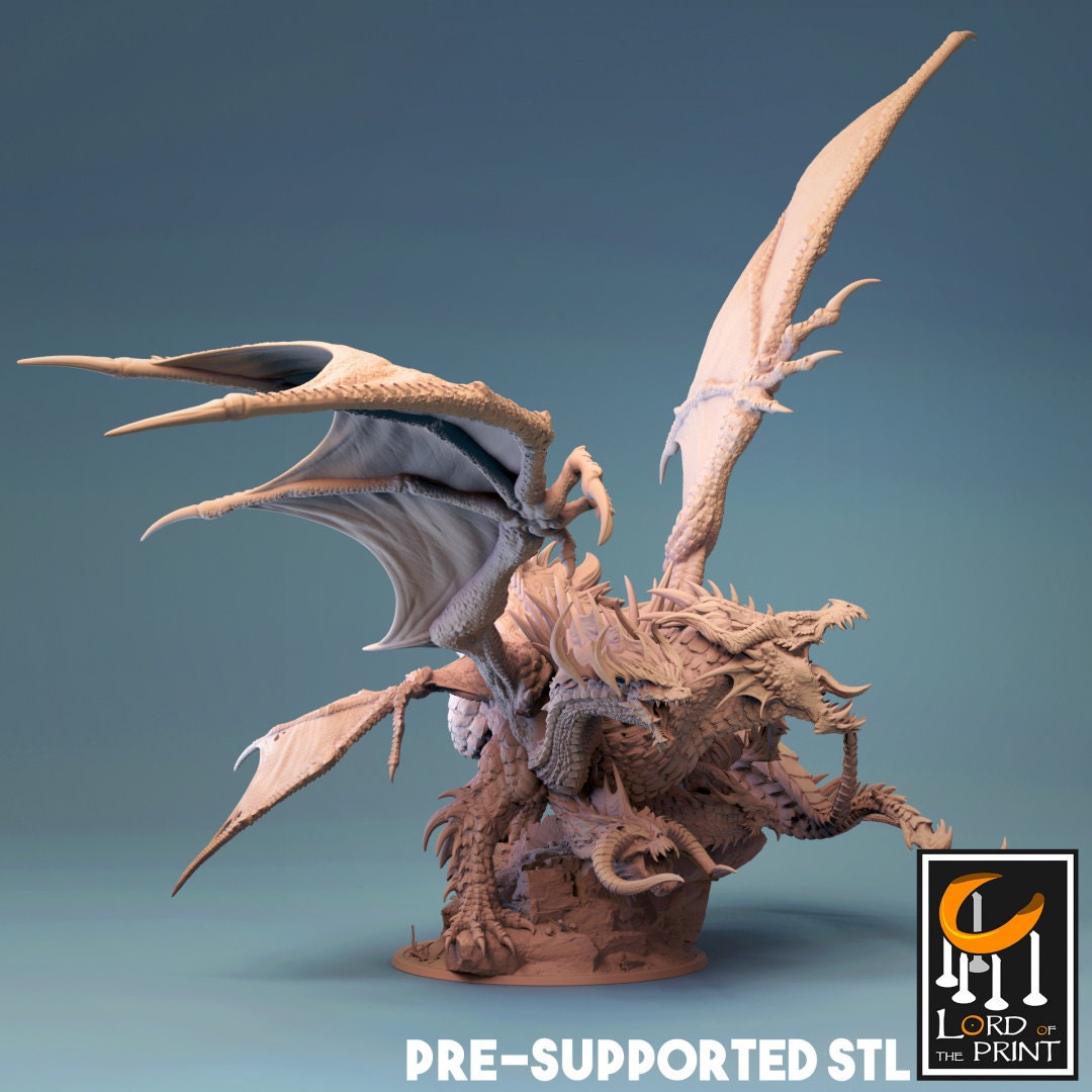 Tiamat Dragon | Rescale Miniatures | Compatible with D&D/AoS | Fantasy | Tabletop RPG