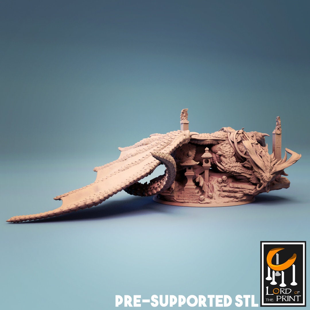 Sleeping Elder Dragon | Rescale Miniatures | Compatible with D&D/AoS | Fantasy | Tabletop RPG
