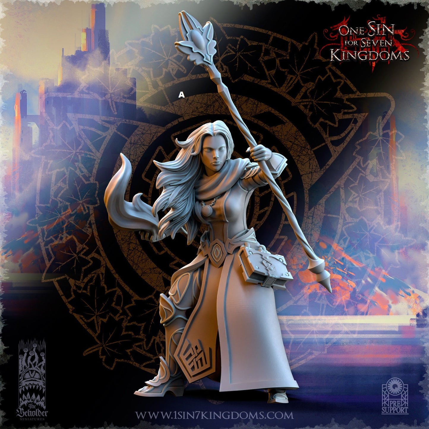 Elf Wizard Female with Staff | The Beholder Miniatures | Compatible with D&D/AoS | Fantasy | Tabletop RPG