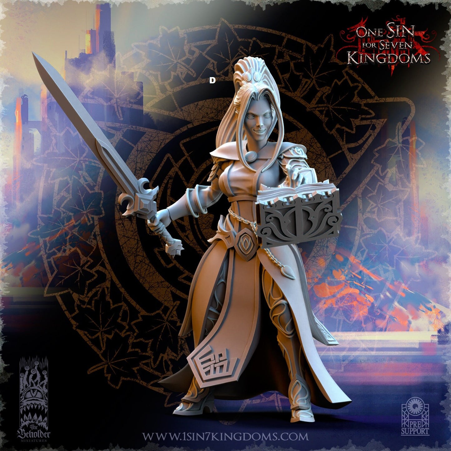 Elf Wizard Female with Sword | The Beholder Miniatures | Compatible with D&D/AoS | Fantasy | Tabletop RPG