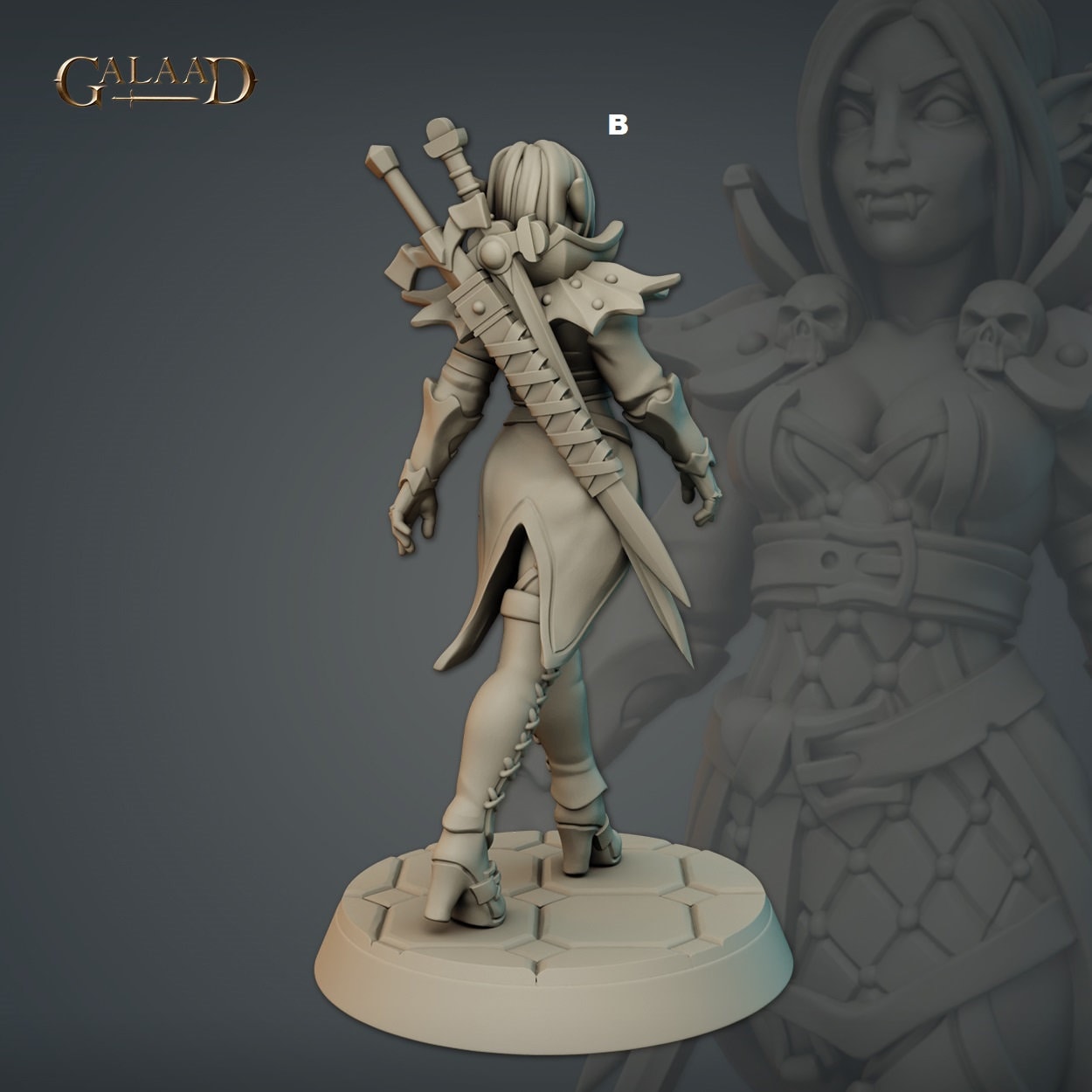 Female Vampire Warrior | Galaad Miniatures | Compatible with D&D/AoS | Fantasy | Tabletop RPG