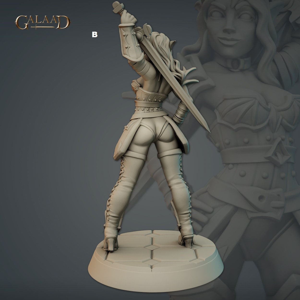 Female Vampire Warrior Princess | Galaad Miniatures | Compatible with D&D/AoS | Fantasy | Tabletop RPG