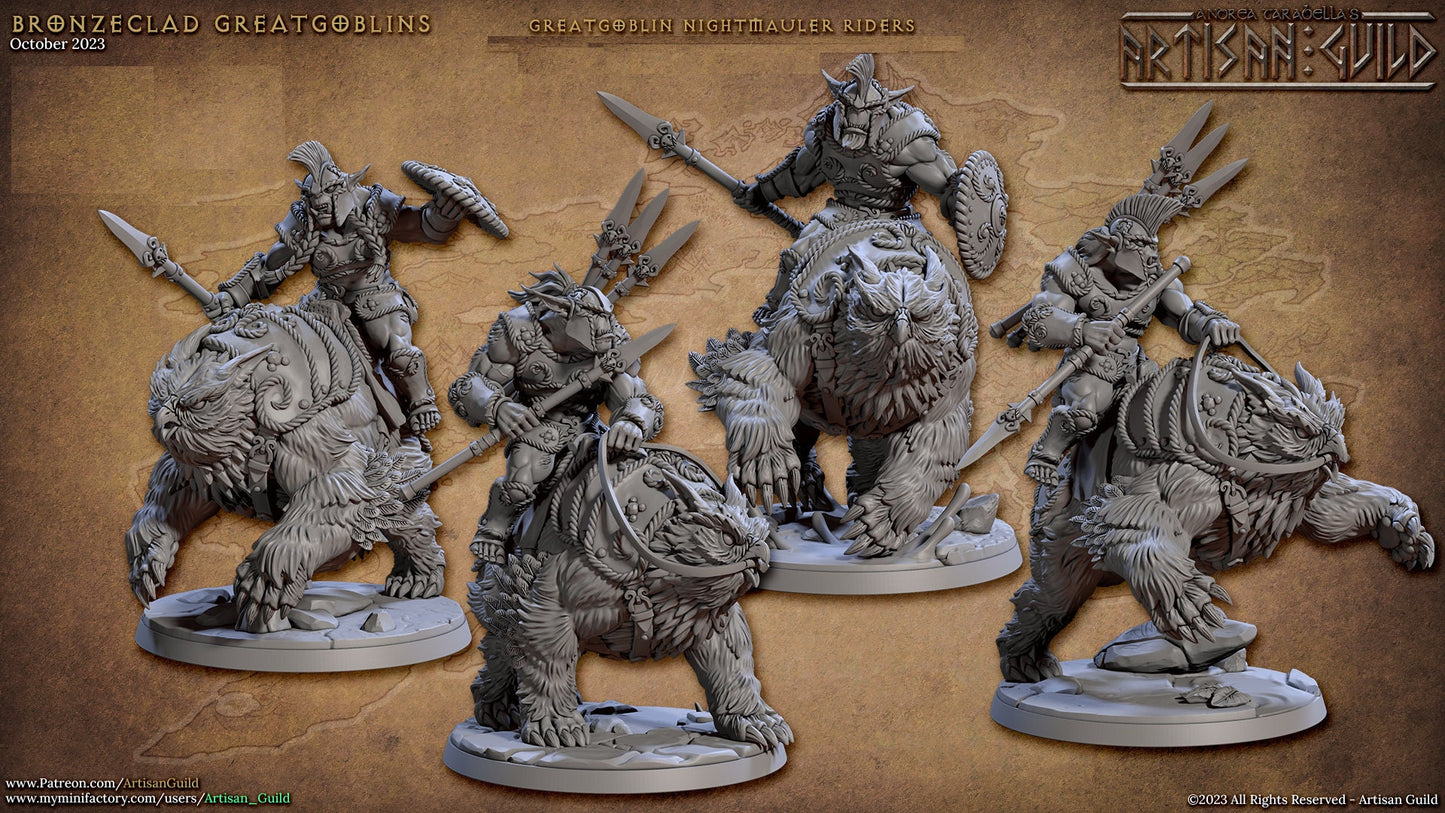 BugBear Warrior Mounted OwlBear | Artisan Guild Miniatures | Compatible with D&D/AoS | Fantasy | Tabletop RPG