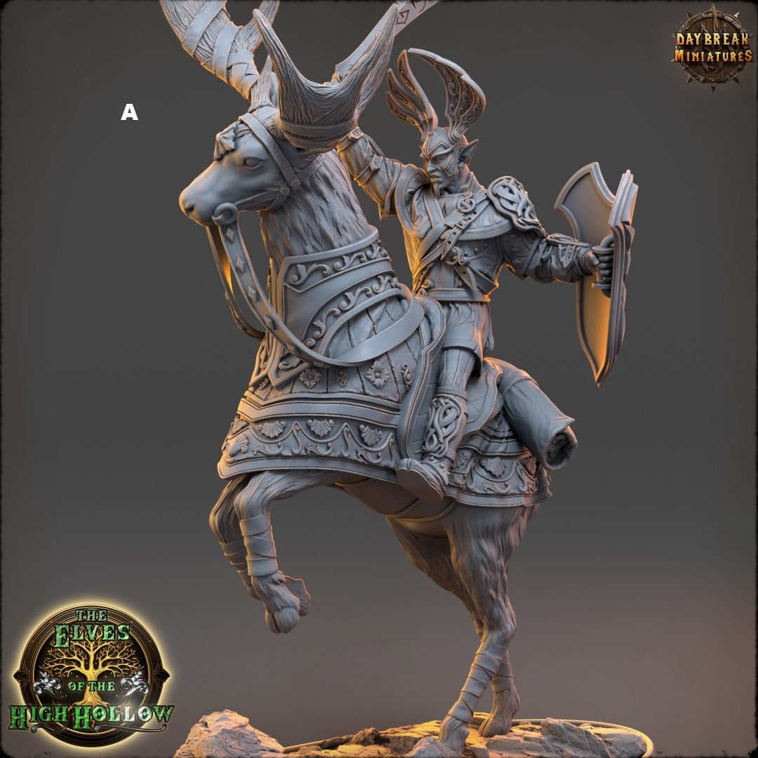 Wood Elf mounted Warrior | DayBreak Miniatures | Compatible with D&D/AOS | Fantasy | Tabletop