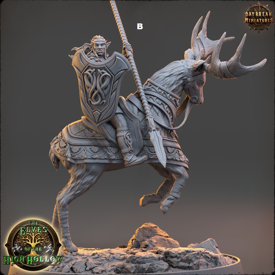 Wood Elf mounted Warrior | DayBreak Miniatures | Compatible with D&D/AOS | Fantasy | Tabletop