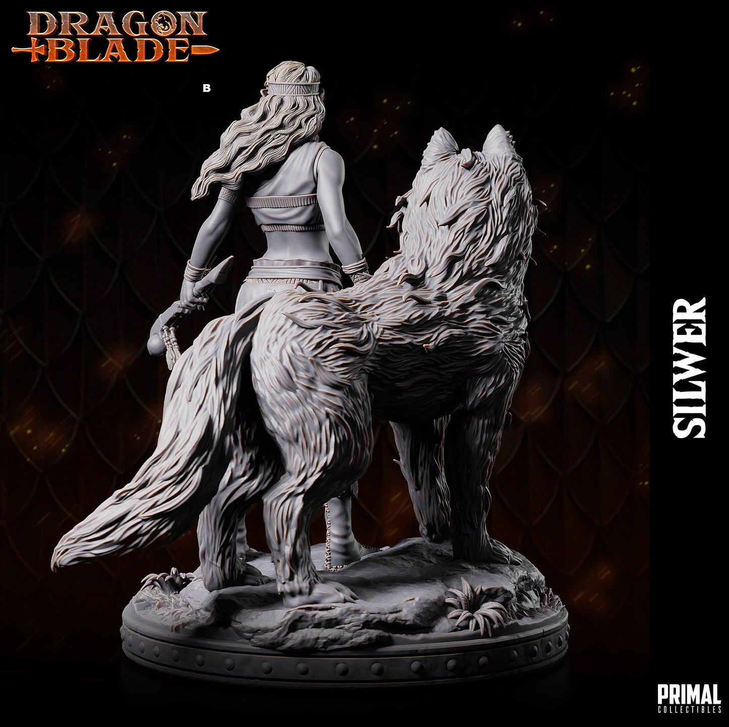 Female Elf Silwer with Wolf | Primal Collectibles | Compatible with D&D/AoS | Fantasy