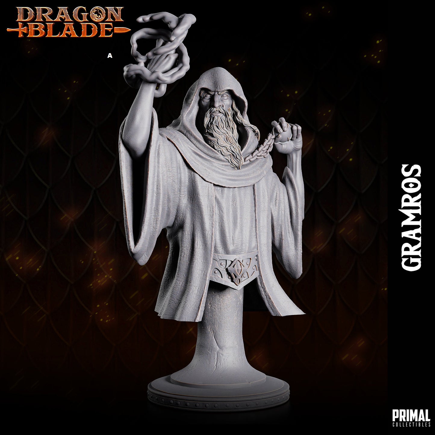 Dark Wizard Gramros Bust | Primal Collectibles | Compatible with D&D/AoS | Fantasy