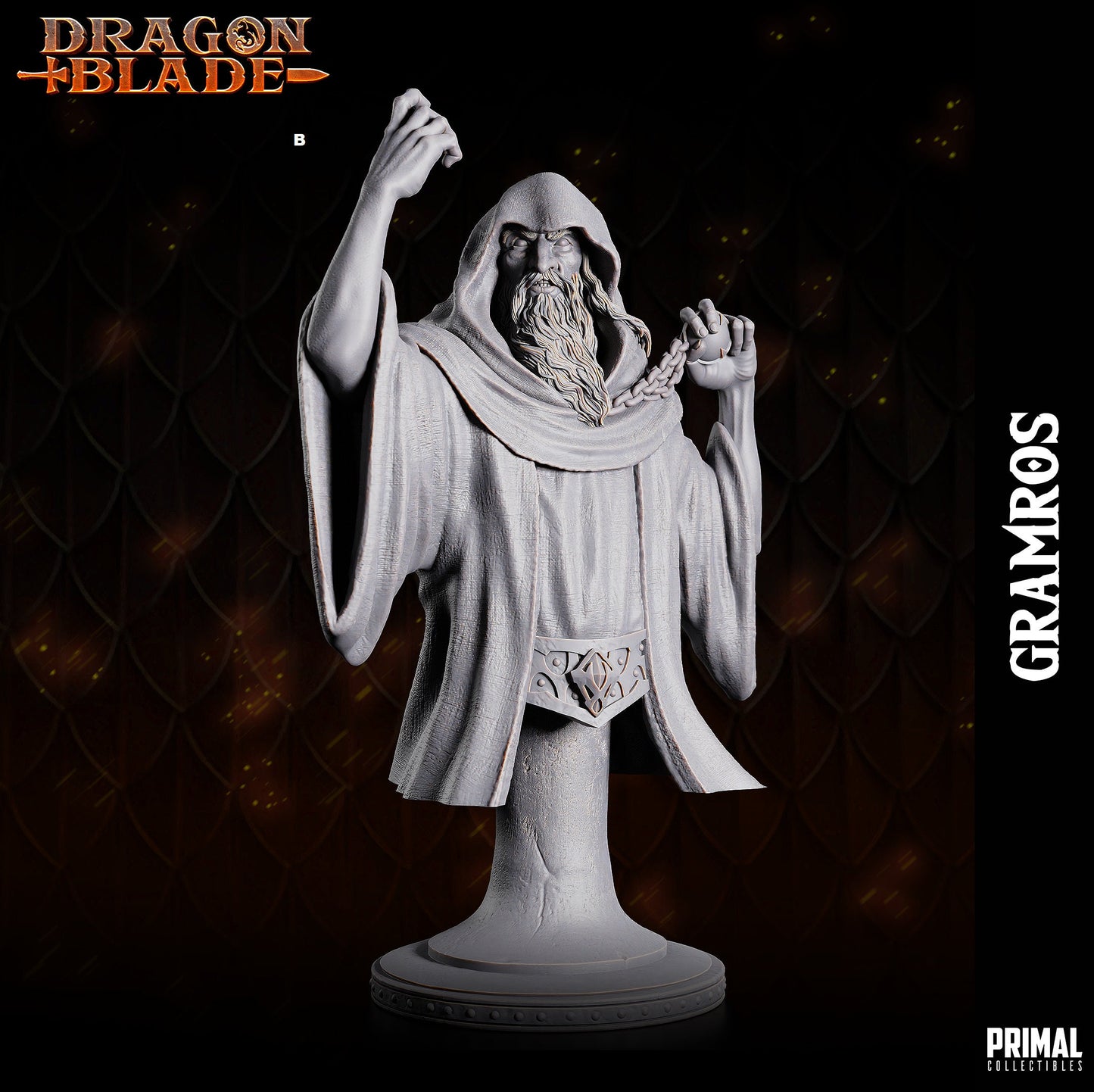Dark Wizard Gramros Bust | Primal Collectibles | Compatible with D&D/AoS | Fantasy