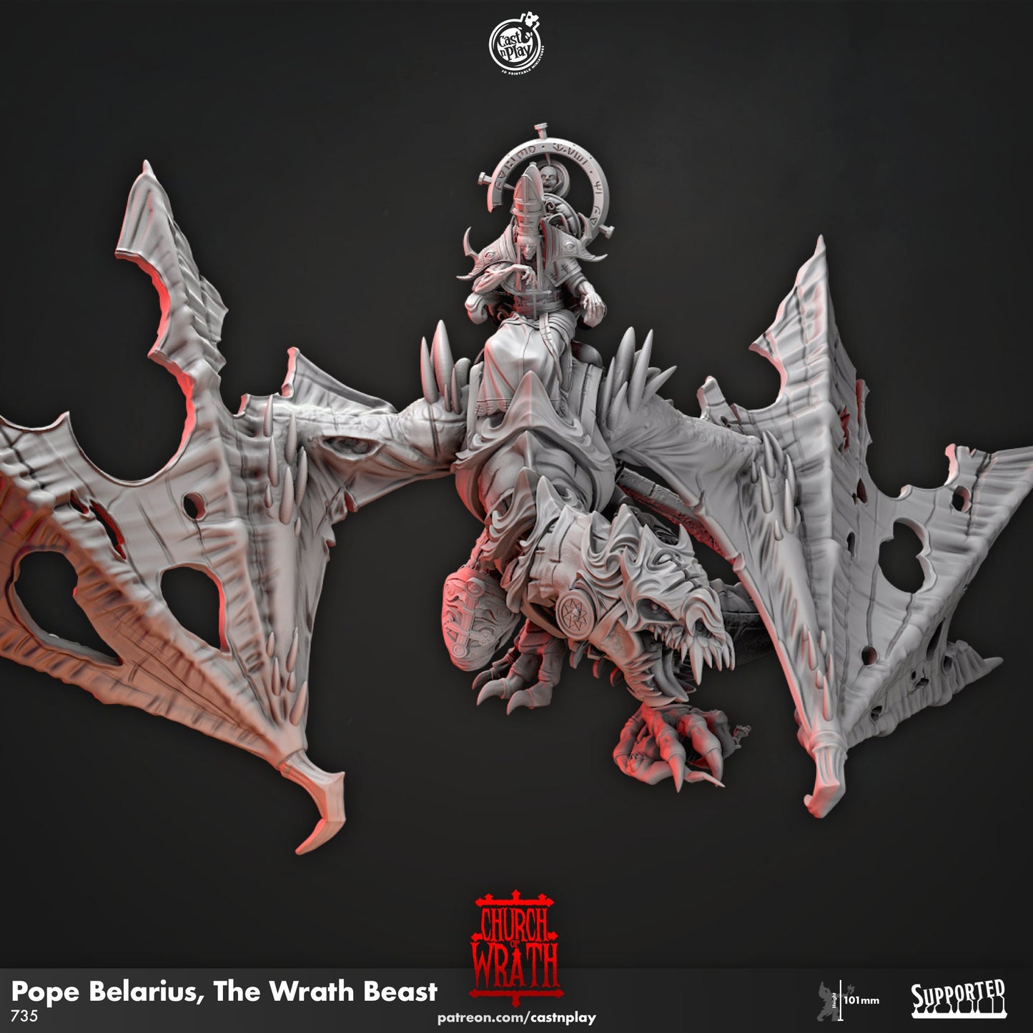 Undead Ghoul Leader on Wrath Beast | CastnPlay | Compatible with D&D/AoS | Fantasy | Tabletop RPG