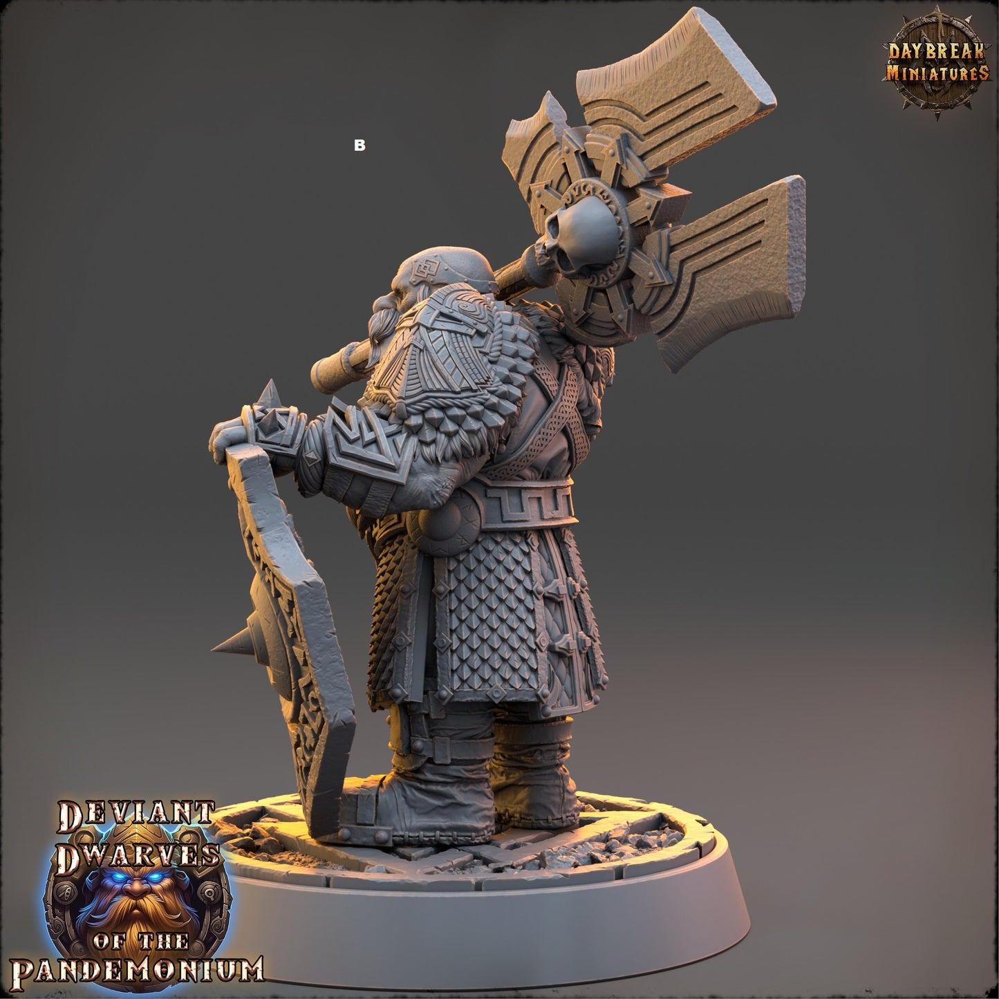 Deviant Dwarf Warrior | DayBreak Miniatures | Compatible with D&D/AOS | Fantasy | Tabletop