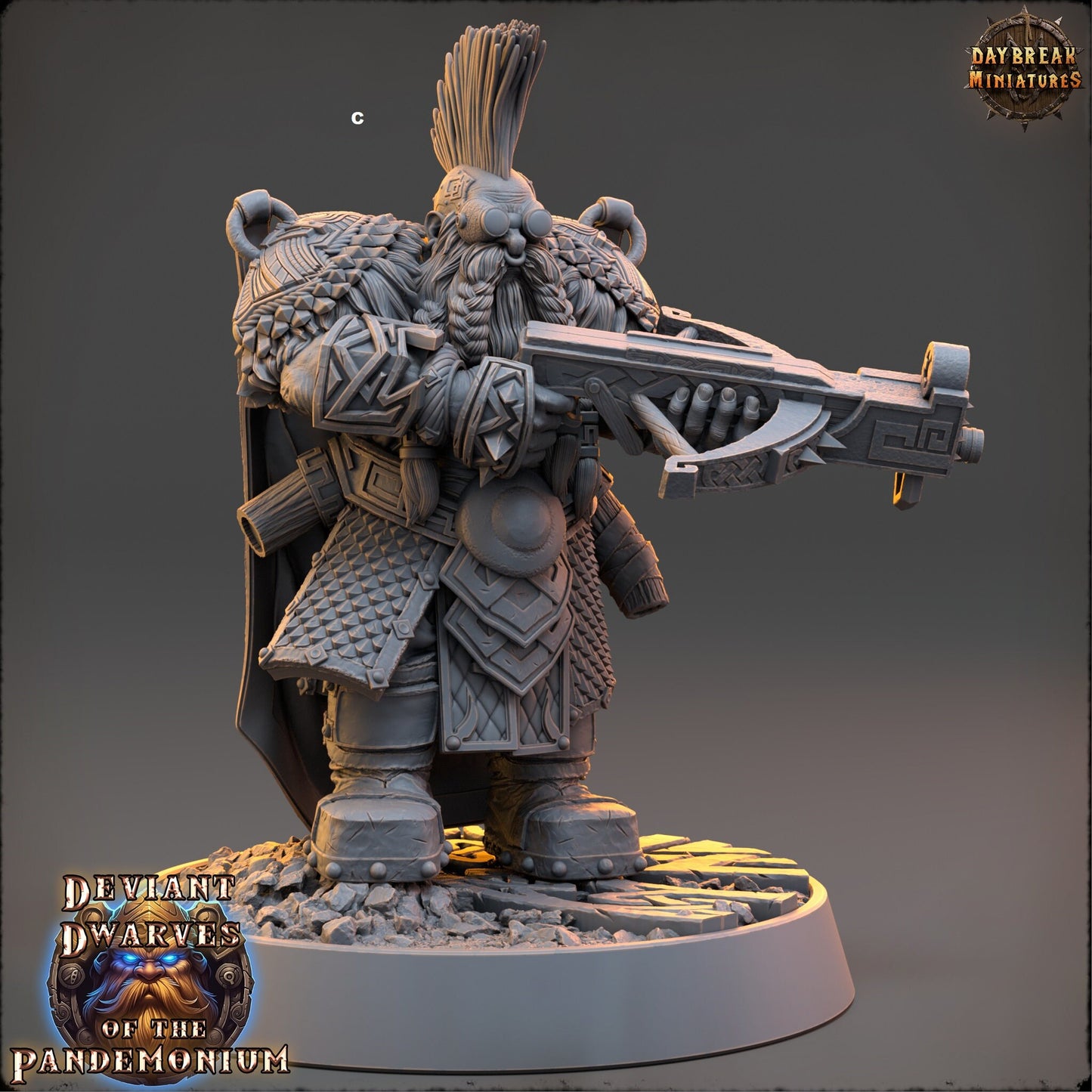 Deviant Dwarf Warrior | DayBreak Miniatures | Compatible with D&D/AOS | Fantasy | Tabletop