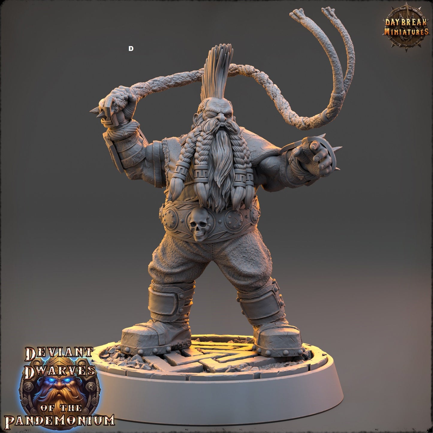 Deviant Dwarf Warrior | DayBreak Miniatures | Compatible with D&D/AOS | Fantasy | Tabletop