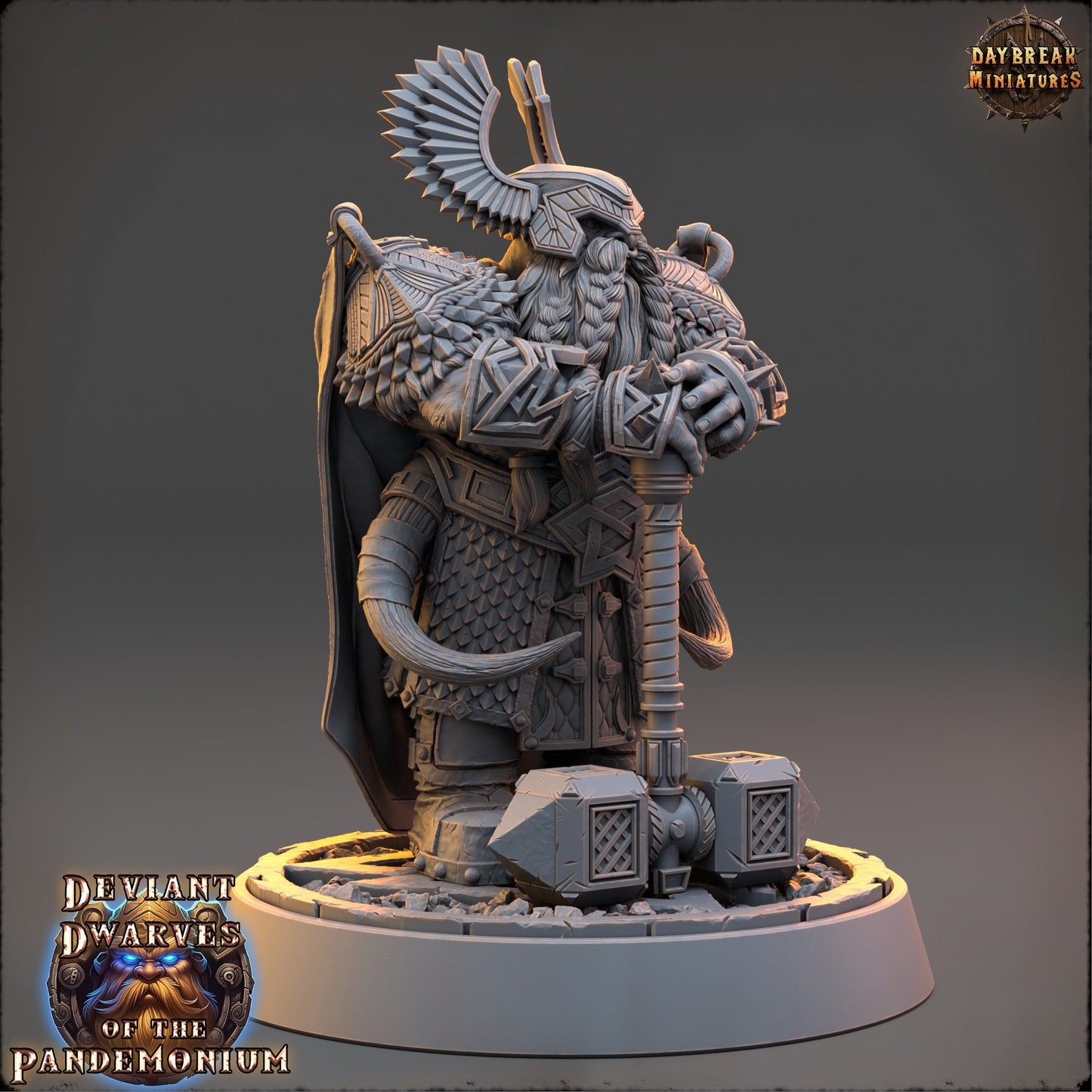 Deviant Dwarf Lord | DayBreak Miniatures | Compatible with D&D/AOS | Fantasy | Tabletop