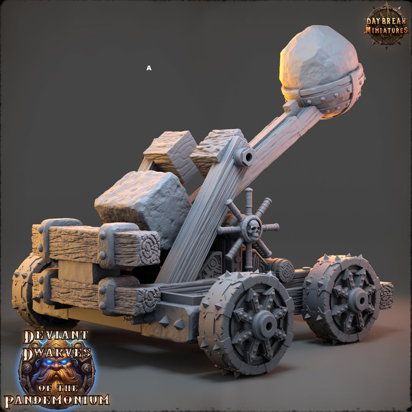 Deviant Dwarf Catapult | DayBreak Miniatures | Compatible with D&D/AOS | Fantasy | Tabletop