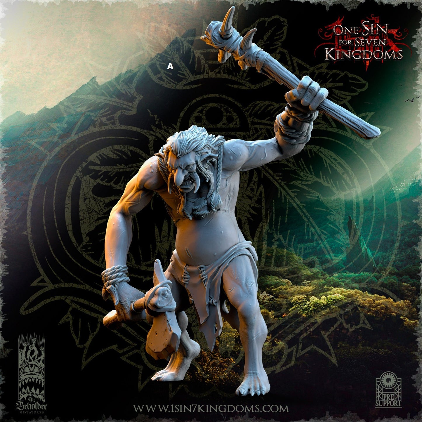 Mountain Troll | The Beholder Miniatures | Compatible with D&D/AoS | Fantasy | Tabletop RPG