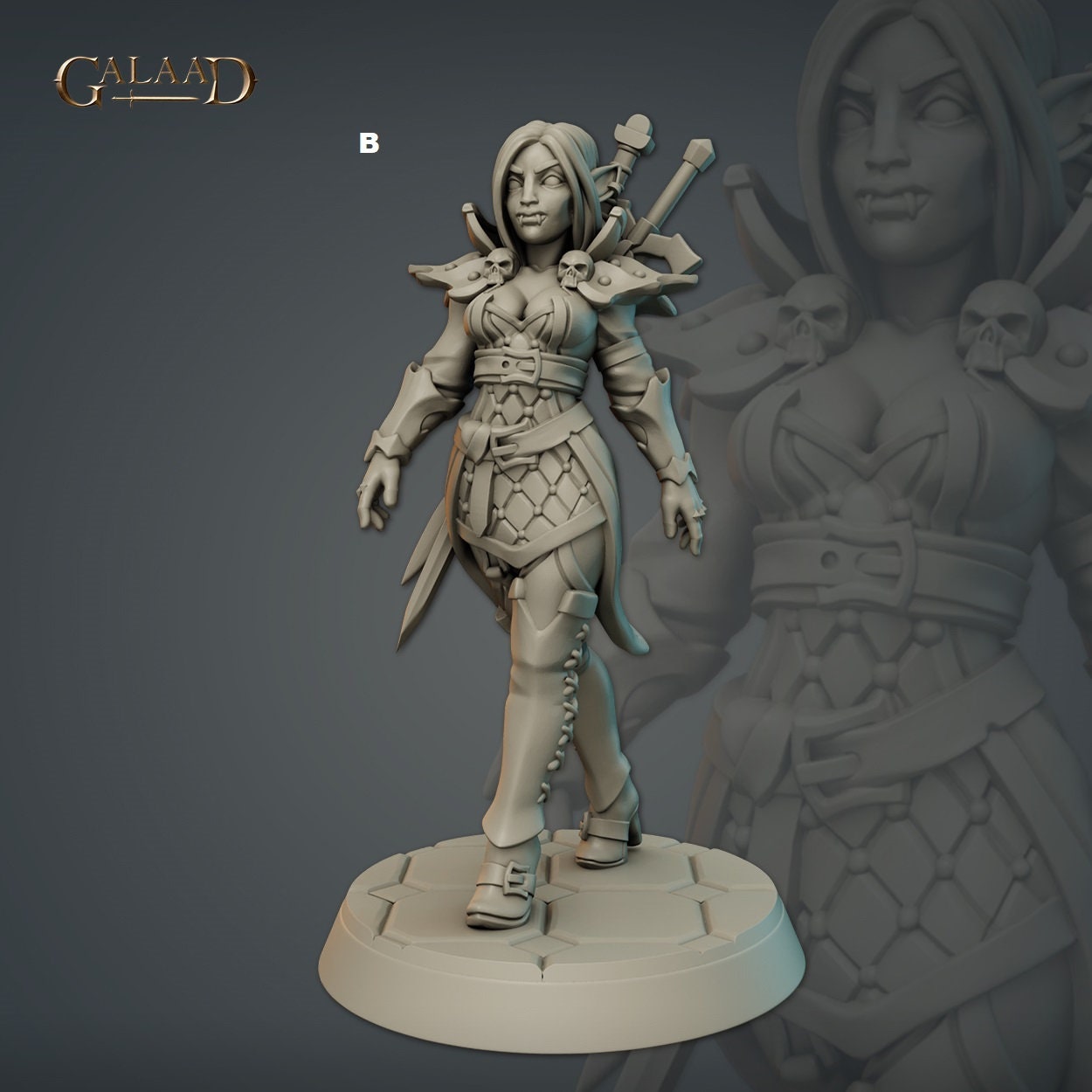 Female Vampire Warrior | Galaad Miniatures | Compatible with D&D/AoS | Fantasy | Tabletop RPG