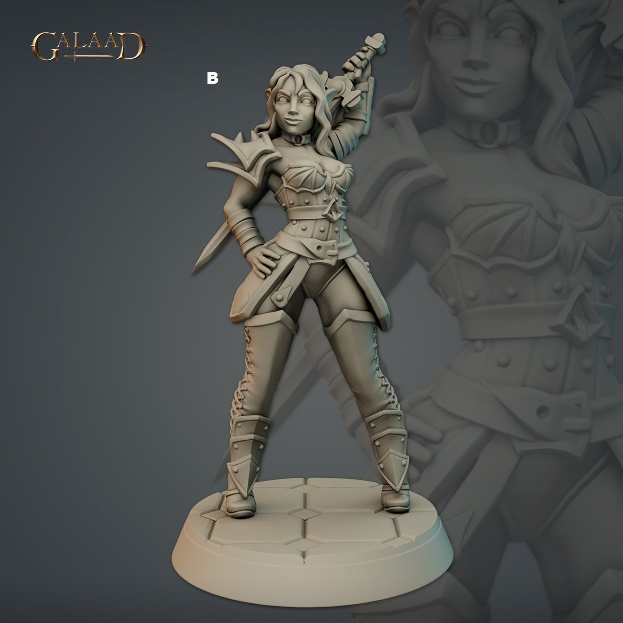 Female Vampire Warrior Princess | Galaad Miniatures | Compatible with D&D/AoS | Fantasy | Tabletop RPG