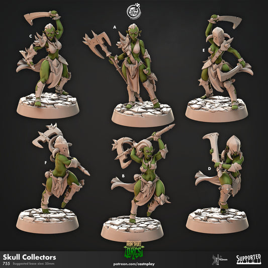 Female Ork Skull Collector | CastnPlay Miniatures | Compatible with D&D/AoS | Fantasy | Tabletop RPG
