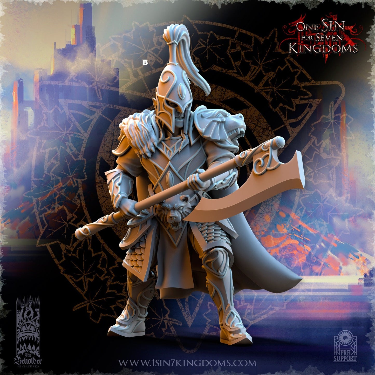 SilverMoor Elf Bear Guardian | The Beholder Miniatures | Compatible with D&D/AoS | Fantasy | Tabletop RPG