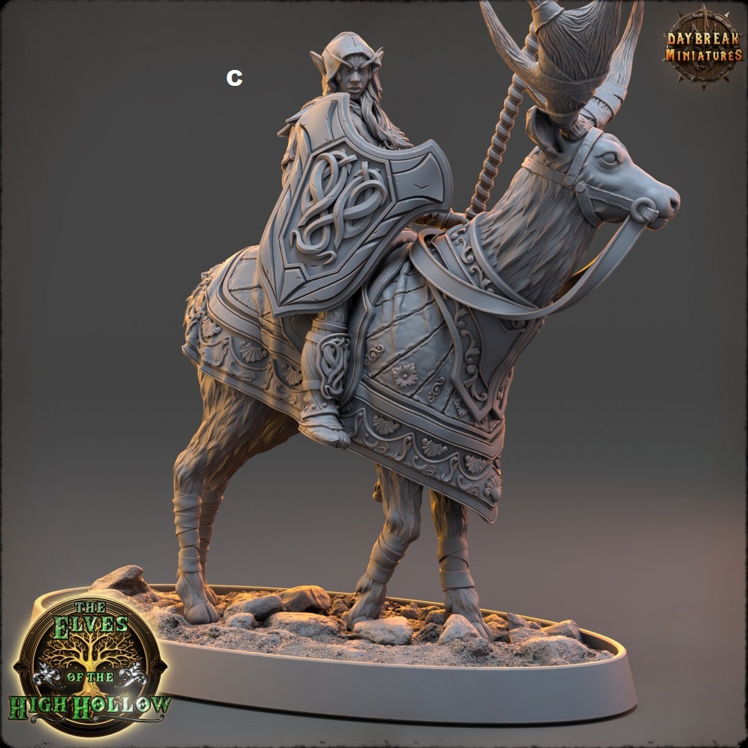 Wood Elf mounted Warrior | DayBreak Miniatures | Compatible with D&D/AOS | Fantasy | Tabletop