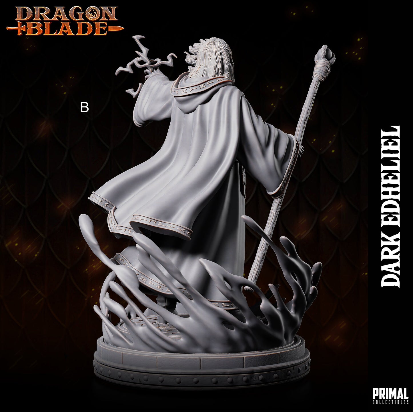 Dark Wizard Edheliel | Primal Collectibles | Compatible with D&D/AoS | Fantasy