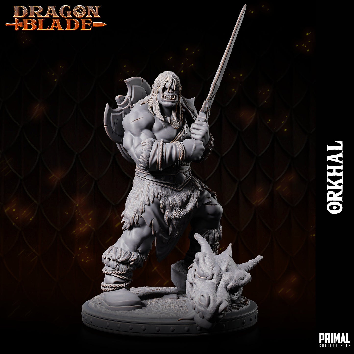 Orc Barbarian Orkhal | Primal Collectibles | Compatible with D&D/AoS | Fantasy
