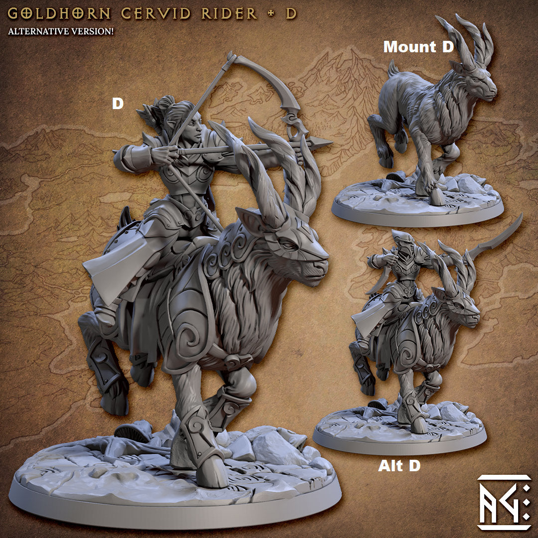 Noble Alfar GoldHorn Riders | Artisan Guild Miniatures | Compatible with D&D/AoS | Fantasy | Tabletop RPG