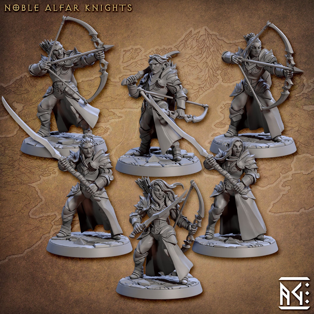 Noble Alfar Knights | Artisan Guild Miniatures | Compatible with D&D/AoS | Fantasy | Tabletop RPG