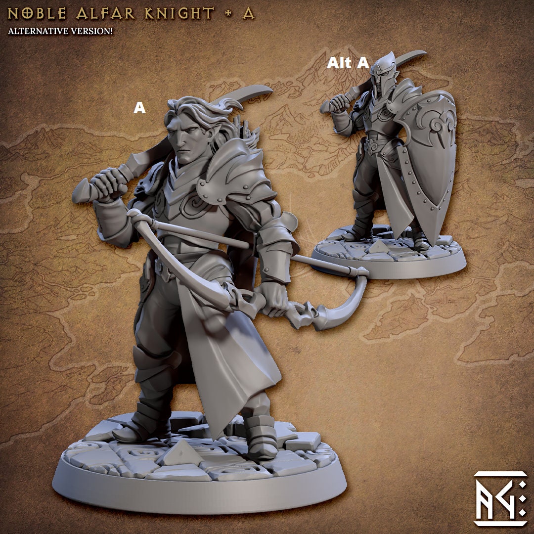 Noble Alfar Knights | Artisan Guild Miniatures | Compatible with D&D/AoS | Fantasy | Tabletop RPG